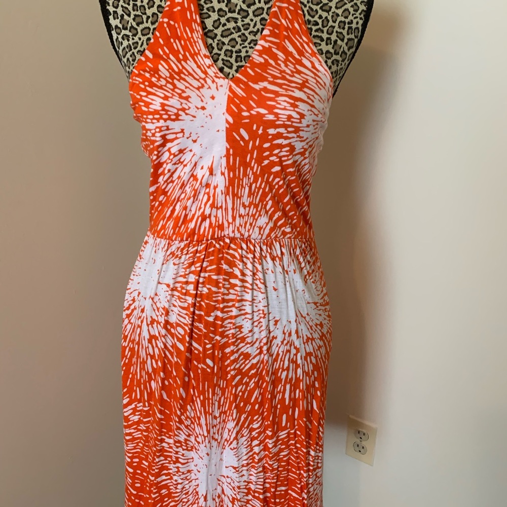 Orange and white halter dress